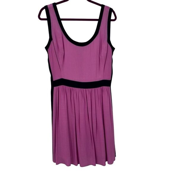 LILLY PULITZER Irene Pink/Navy Trim Crepe Scoop Neck Tank Dress - Picture 3 of 11